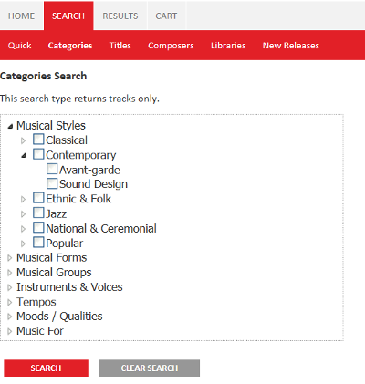 categories search